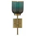 Vapor Single Sconce, Antique Brass and Aqua Metallic Glass