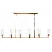 Linear 6-Light Steel Chandelier, Antique Brass