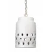 Perforated Long Ceramic 1-Light Pendant, White