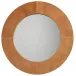 Round Cross Stitch Mirror, Buff Leather