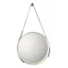 Round Steel Mirror, White Hide