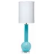 Studio Table Lamp, Leaf Green Glass With Tall Thin Drum Shade, Blue