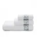 Madama White/Light Blue Embroidered Bath Towels