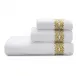 Masai White/Gold/Olive Embroidered Bath Towels