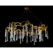 Brass and Glass Teardrop Eight-Light Chandelier