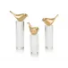 Set of Three Perched Brass Birds