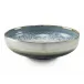 Reactive Blue and Cream Shallow Bowl