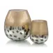 Set of Two Gold and Black Deco Dots Glass Vases