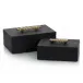 Set of Two Onyx Antique Grain Leather Boxes