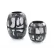 Set of Two Black-and-White Glass Vases