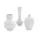 Set of Three White Chiseled Vases