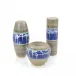 A Set Of Three Blue Dahlia Vases 12.75"H X 1"W X 4"D