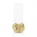 Brass Flowers And Glass Vase I 16"H X 1"W X 7"D