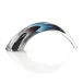 Handblown Grey, Violet, and Dark Blue Sculpture II 6.25"H X 16.5"W X 4"D