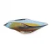 Handblown Dark Blue and Amber Curved Bowl 4.5"H X 9.5"W X 16.25"D