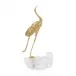 Brass Crane and Quartz Sculpture I 10"H X 5"W X 3.75"D