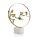 Brass Bird And Green Agate Sculpture 17.5"H x 14.25"W x 4.75"D