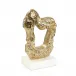Textural Gold And White Marble Sculpture II 14"H x 10"W x 3"D