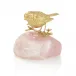 Brass Bird on Rose Quartz Sculpture