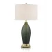Emerald Green Etched Glass Table Lamp
