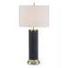 Navy Leather and Polished Brass Table Lamp