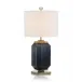 Navy Blue Glass and Brass Table Lamp