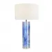 Resin Table Lamp 34"H Cylinder Blue And Clear