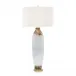 Cream and Brown Glass Buffet Lamp 44"H X 20"W X 20"D