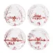 Country Estate Winter Frolic Ruby Party Plate Assorted Set of 4