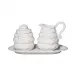 Jardins Du Monde Creamer and Sugar Set of 3 Pc - Whitewash