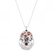 Cygnes Pendant, Large, White Gold, Rose Gold, Garnets, Onyx, Diamonds, Mother-Of-Pearl, Lacquer, Enamel (Special Order)