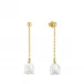 Muguet Long Earrings Clear Crystal, Vermeil