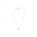 Pivoine Necklace Pink Pearly On Clear Crystal, 18 Carats Yellow Gold Plated