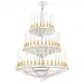 Perles Chandelier, Clear Crystal, Satin Gilded Finish, 3 Tiers - Diam 1340 Mm