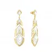 Paon Earrings White Pearly Clear Crystal And White Lacquer, 18K Yellow Gold-Plated