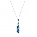 Paon Pendant Blue Crystal And Green Lacquer, Silver