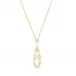 Paon Pendant White Pearly Clear Crystal And White Lacquer, 18K Yellow Gold-Plated