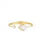 Paon Bracelet White Pearly Clear Crystal And White Lacquer, 18K Yellow Gold-Plated