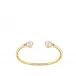 Cabochon Flexible Bangle White Pearly Clear Crystal, 18K Yellow Gold-Plated, Small