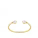 Cabochon Flexible Bangle White Pearly Clear Crystal, 18K Yellow Gold-Plated, Large