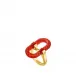 Empreinte Animale Ring, Red Crystal, 18K Yellow Gold Plated Brass