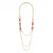 Empreinte Animale Long Necklace, Red Crystal, 18K Yellow Gold Plated Brass