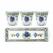 Rooster Blue Melamine Set of 3 Small Herb Pots with Matching Rectangle Tray