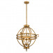 3-Light Lemuria Globe Over the Island, Distressed Gold