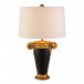Black and Distressed Gold French Inspired table Lamp with White Fabric Shade