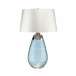 Large Lena Table Lamp Blue with Off White Satin Shade