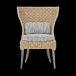 Arla Indoor/Outdoor Dining Chair Natural 30"W x 27"D x 40"H Twisted Faux Rope Danube Gray Mix High-Performance Fabric