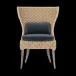 Arla Indoor/Outdoor Dining Chair Natural 30"W x 27"D x 40"H Twisted Faux Rope Havel Navy Outdoor Performance Velvet