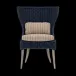 Arla Indoor/Outdoor Dining Chair Navy 30"W x 27"D x 40"H Twisted Faux Rope Clyde Beige Plaid High-Performance Fabric