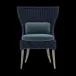 Arla Indoor/Outdoor Dining Chair Navy 30"W x 27"D x 40"H Twisted Faux Rope Havel Ocean Outdoor Performance Velvet